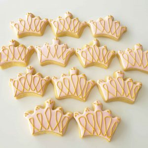 Pink and Gold Crown Set – 12 Cookies